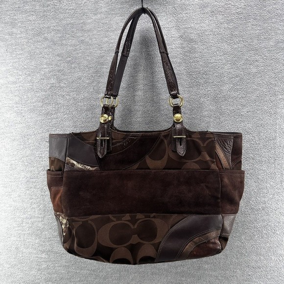 Coach Patchwork Tote in Brown and Tan - Picture 2 of 15